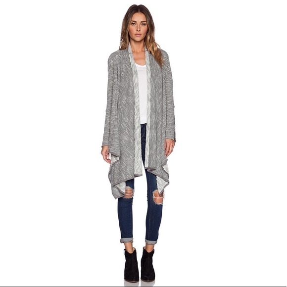 Free People Loop Knit Raw Trim Grey Open Cardigan - Picture 1 of 9